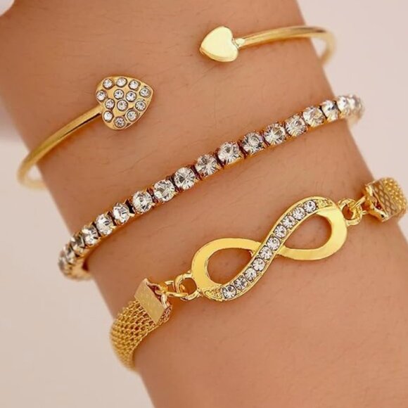 Golden Rhinestone Bracelet Set - Picture 4 of 5